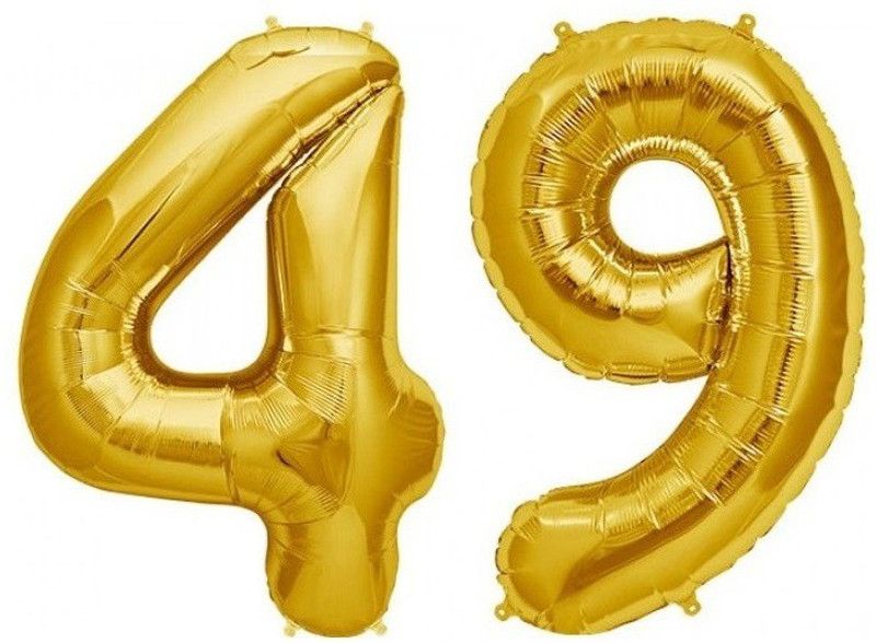 Stylewell Solid Golden Color ( Number 49 ) 3d Foil Letter Balloon  (Gold, Pack of 2)