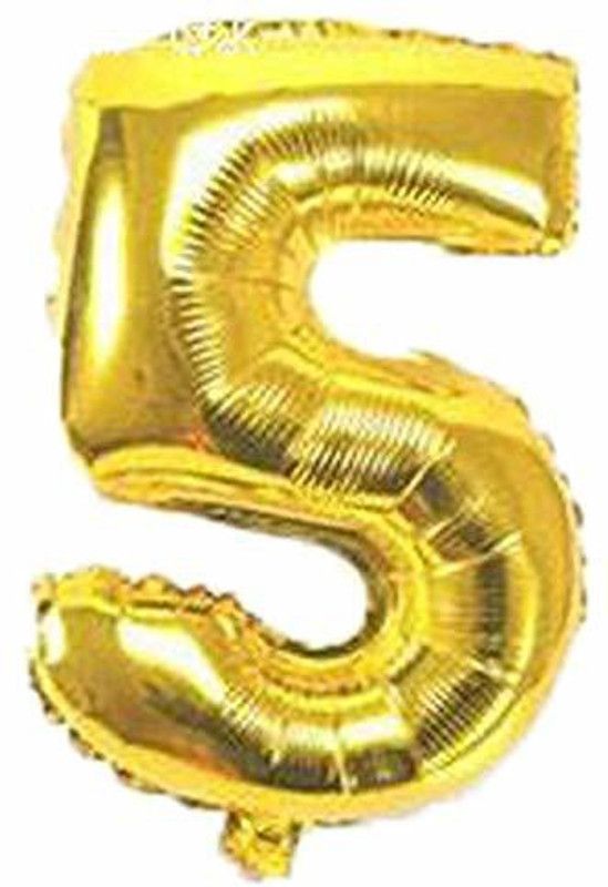 BanteyBanatey Solid Number 5 Letter Balloon  (Gold, Pack of 1)