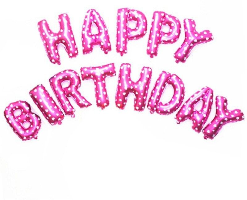 Ziggle Printed Happy Birthday 13 letter Pink Foil Balloon  (Multicolor, Pack of 1)