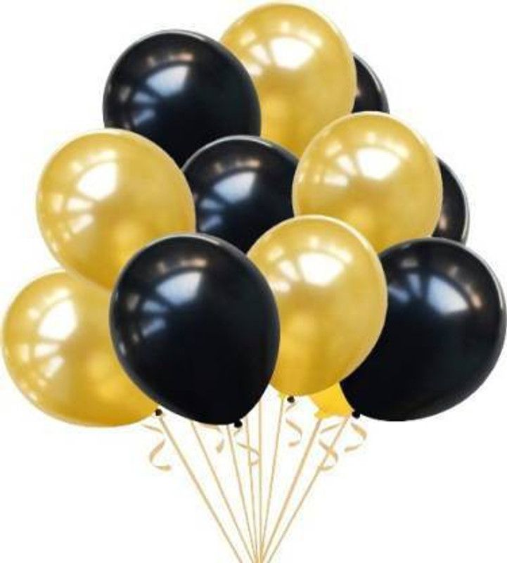 shopping mart Solid Pack of 50 -25 Black and 25 Golden Balloon,all Party Decoration Balloon  (Gold, Black, Pack of 1)