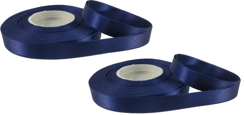Utkarsh (Pack Of 2) Roll of 18 Meters Approx Each and 1/2 Inch Width for Decorations,Wrapping, Arts and Craft, Project Work Navy Blue Satin Ribbon  (Pack of 2)