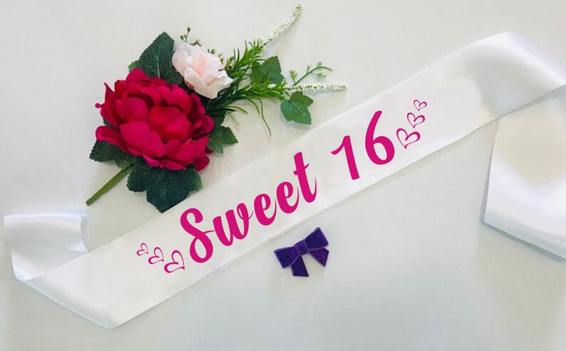 Style Secrets 3" Shimmering White Sweet 16 Birthday Sash for Teen ( Age 16 )