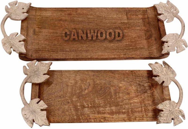 Canwood Set of Sleek Trays with Double Sided Aluminium Handles and Silver Coated Polish Tray  (Pack of 2)