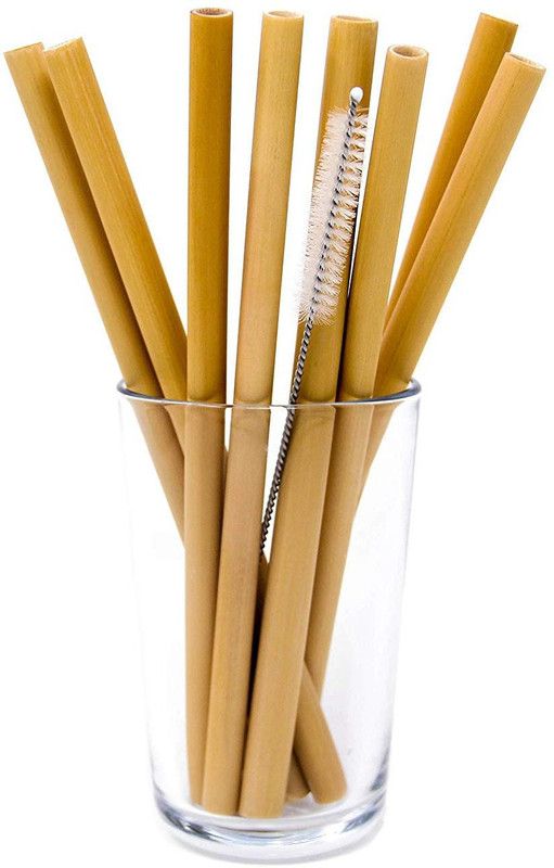 State Pride - T Straight Drinking Straw  (Beige, Pack of 8)