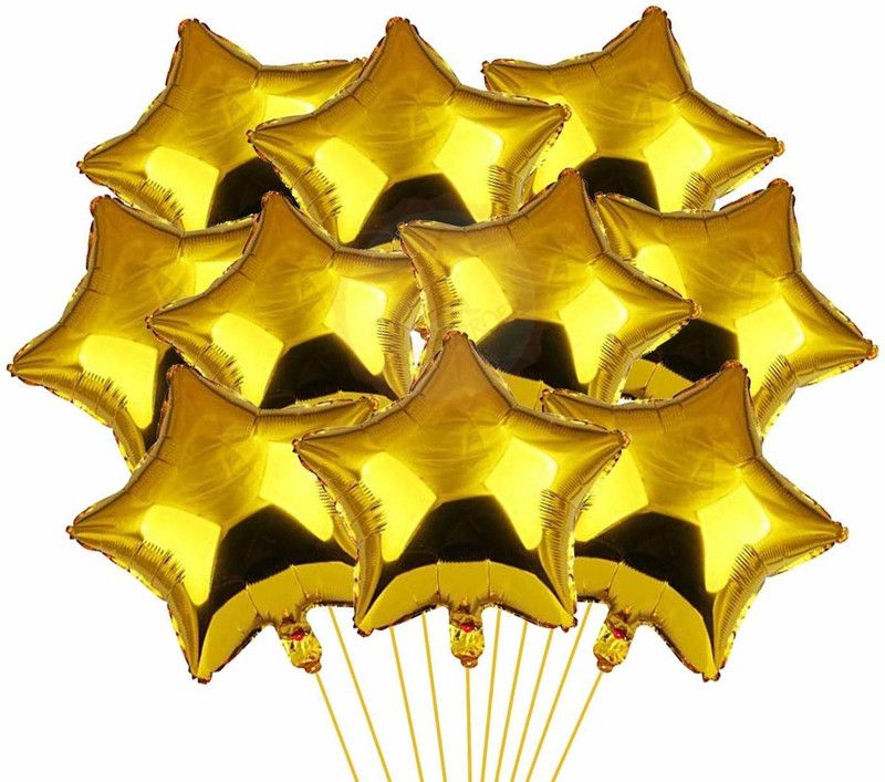 GUNGUN Solid Golden Star Shaped Foil Balloons - 2Pcs for Birthday Decoration/parties Balloon  (Gold, Pack of 2)