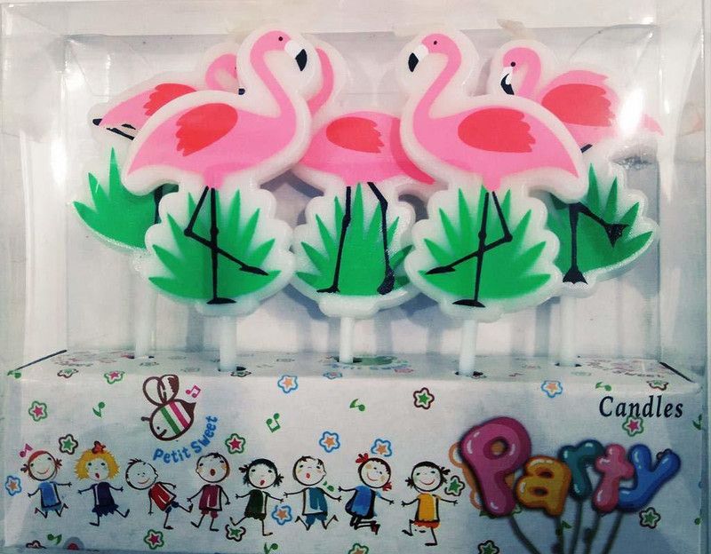 PopTheParty Child Birthday Party Decorate Lovely Flemingo Candle Candle  (Pink, Pack of 5)