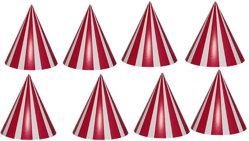 MAHADEV SHOPCART BIRTHDAY CAP  (R&W LINE, Pack of 8)