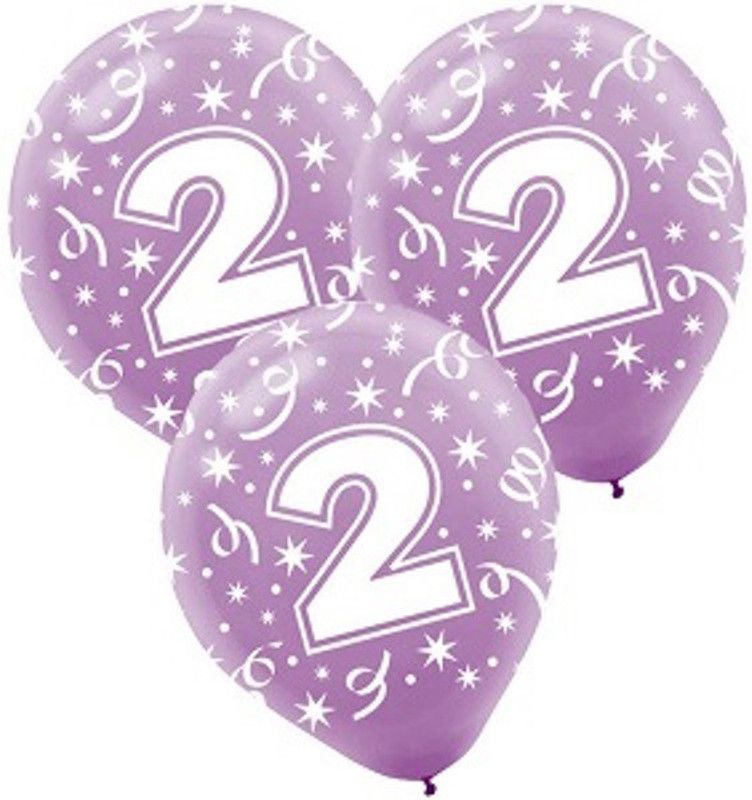 FUNCART Printed BLNNO2 Balloon  (Purple, White, Pack of 10)