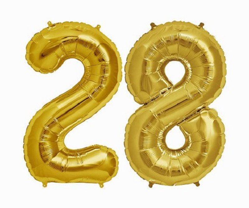 Tiank Innovation Solid 28 Number Gold Foil Balloon for Birthday & Anniversary Party Decoration Balloon  (Gold, Pack of 2)