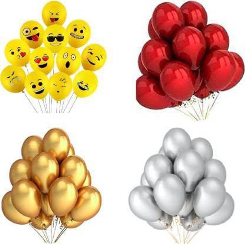 GNGS Solid Solid Complete Party Combo Metallic Balloons - 20 Balloons (Gold, Silver, Red, Yellow, Pack of 25) Balloon  (Gold, Silver, Red, Yellow, Pack of 25)