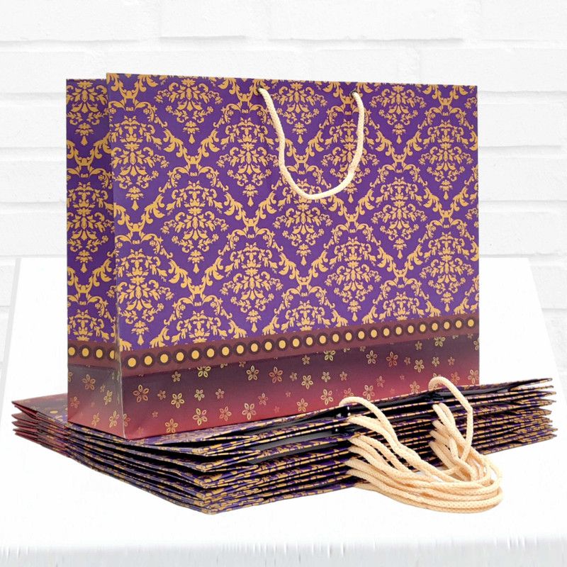 pb Papyrusbolsys Printed Party Bag  (Purple, Gold, Pack of 6)
