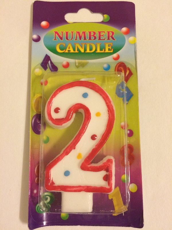 FUNCART Red Number 2 Dotted Candle Candle (Multicolor, Pack of 1) Candle  (Multicolor, Pack of 1)
