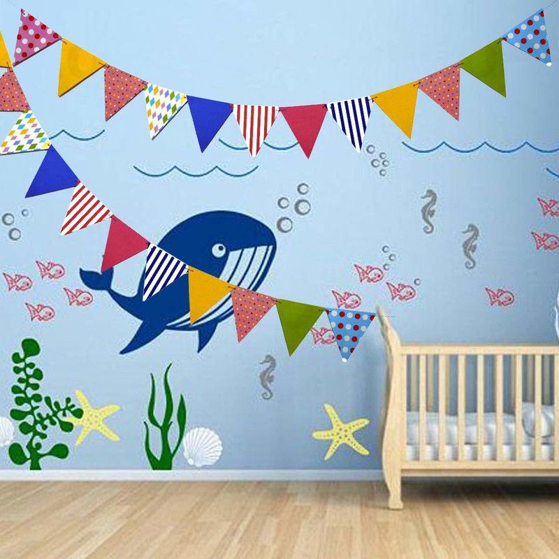 Rozi Decoration Party Bunting Flags Banner for Kids Room Banner  (8 ft, Pack of 2)