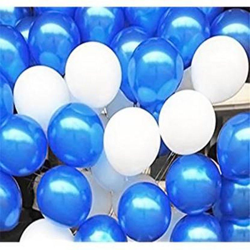 New Creativeness Solid blue white balloon Balloon  (Blue, White, Pack of 100)