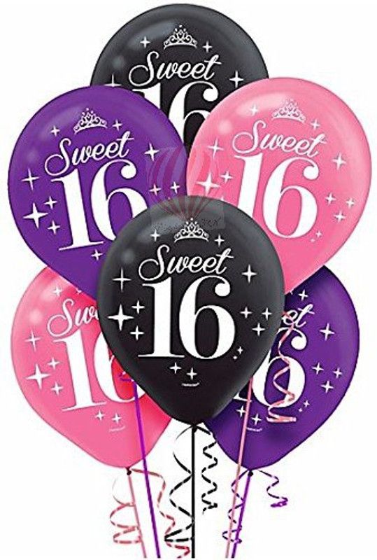 PartyballoonsHK Printed Celebrate Sweet 16 Birthday (Pack of 30) Balloon  (Multicolor, Pack of 1)