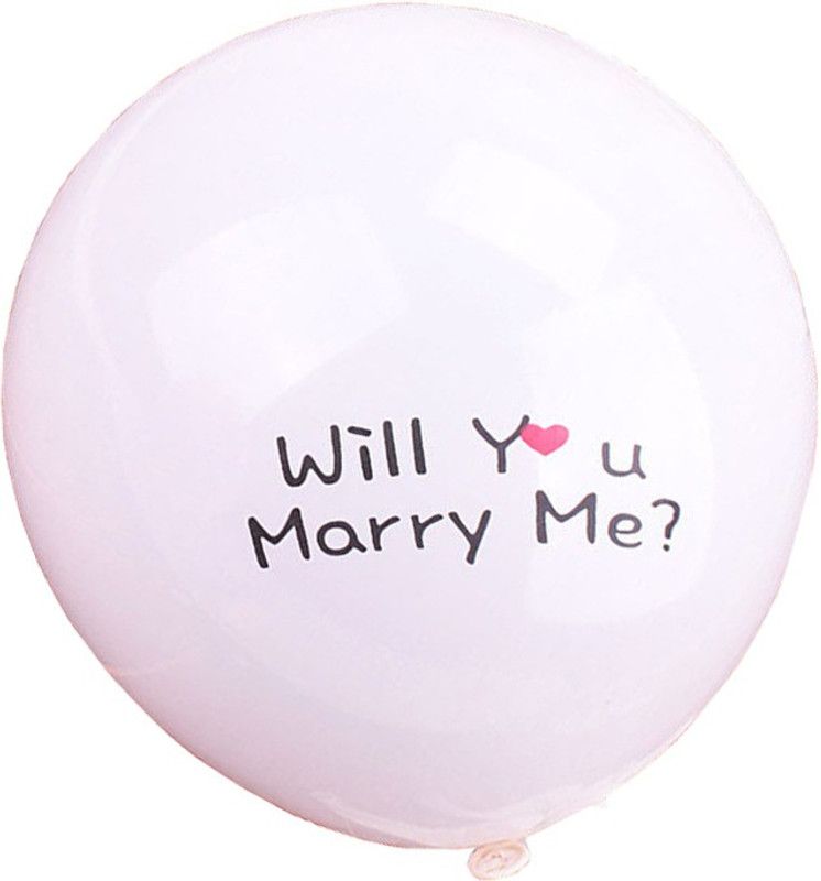FUTABA Printed Will you marry me Romantic Balloon  (White, Pack of 10)