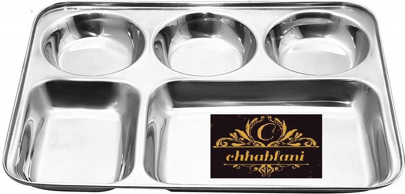 chhablani Heavy Stanless Steel Bhojan Thali / Dinner Plate Sectioned Plate Sectioned Plate