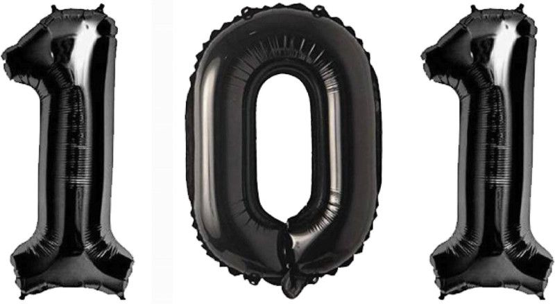Bal samrat Solid Black 101 Number Foil Balloon for Birthday Party Decoration Letter Balloon  (Black, Pack of 3)