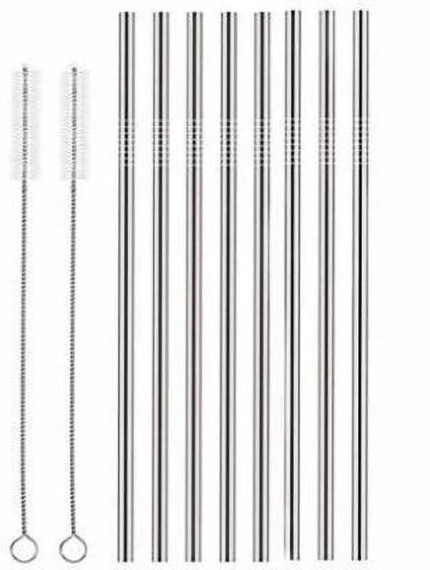 JUBLYN Straight Drinking Straw  (Silver, Pack of 10)
