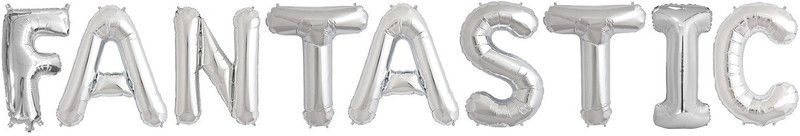 Stylewell Solid Silver Color Popular And Trending Name (Fantastic) Letter Balloon  (Silver, Pack of 9)