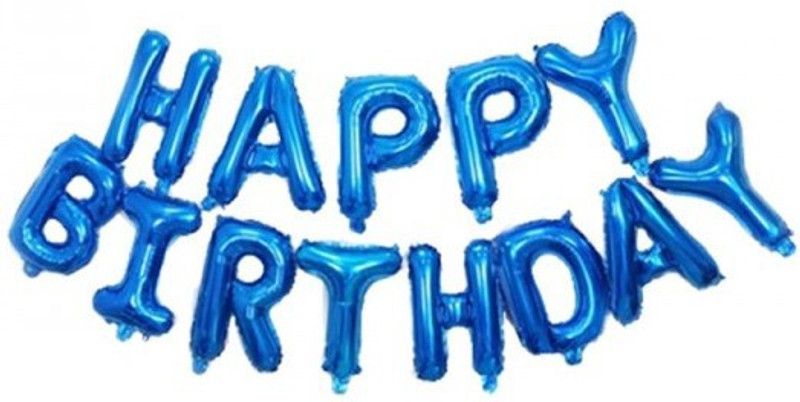 BashNSplash Solid HAPPY BIRTHDAY FOIL BALLOON BIRTHDAY PARTY DECORATION BLUE (PACK OF 1) Letter Balloon  (Blue, Pack of 1)
