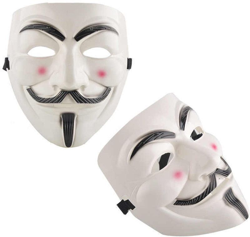 yubirth wite comic face Party Mask Party Mask  (White, Pack of 4)