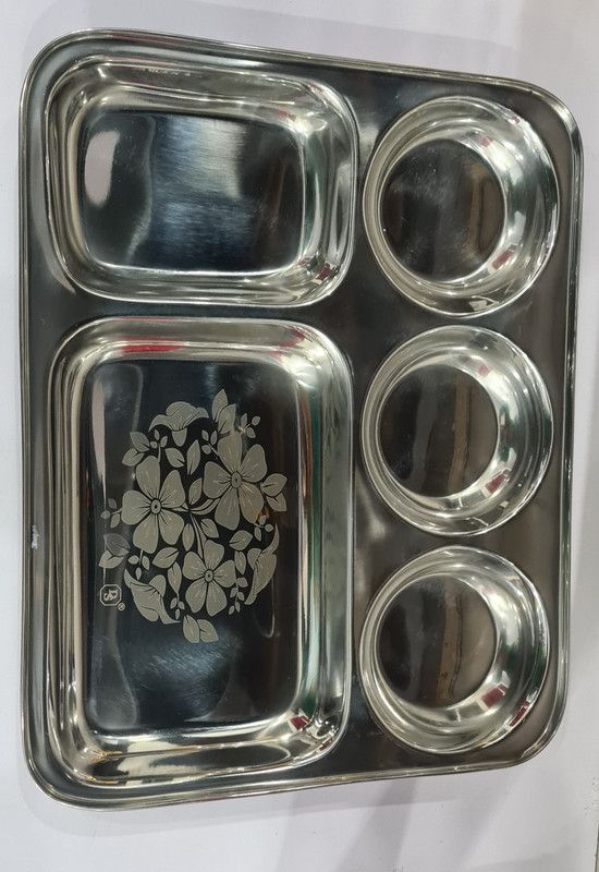 PARDEEP KHERA 5 IN 1 PLATE FLORAL DESIGN Sectioned Plate  (Pack of 2)