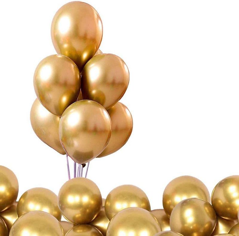 KPJUSTCLICK Solid 25 Golden Chrome Balloons They can be used any occasion you wish to celebrate Balloon  (Gold, Pack of 25)