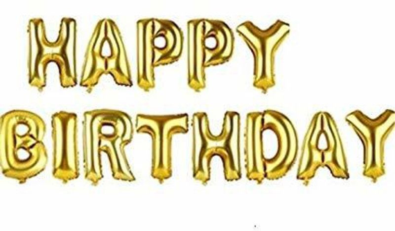 yubirth Solid 9717285 Letter Balloon  (Gold, Pack of 13)