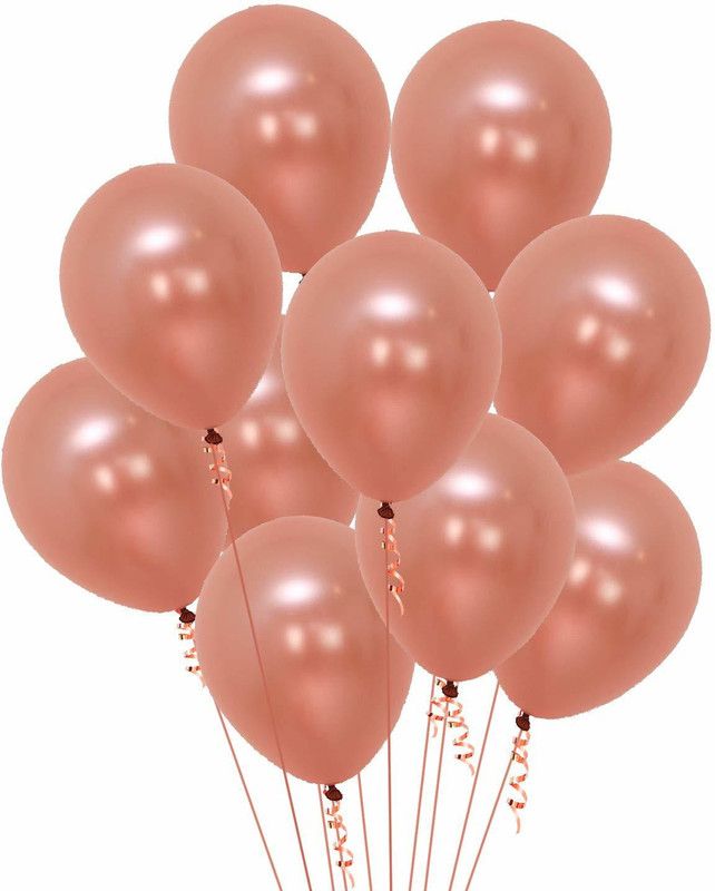 Juratical Real Store Solid Metallic Rose Gold Balloons for Birthday & Anniversary Decoration kit Balloon  (Brown, Pack of 50)