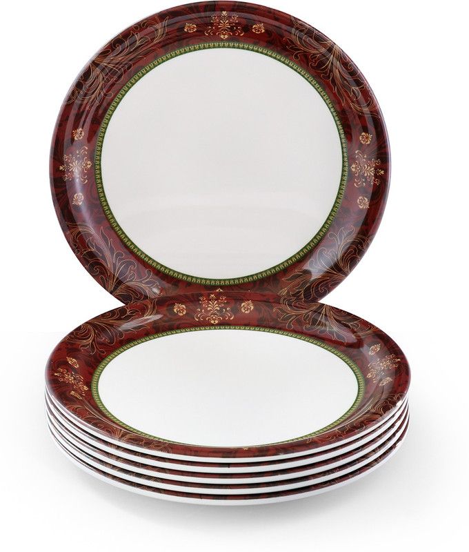 Superware Food Grade Melamine | Ornamental (7.5 inches) | Tableware, Quarter Plate  (Pack of 6)