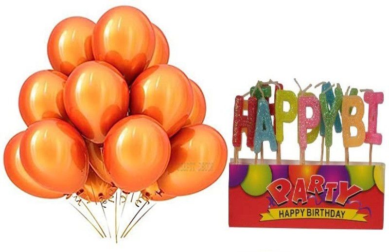 Neevaza Solid With Candles_Orange_100 Balloon  (Orange, Pack of 100)