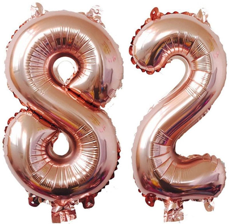 zerecord Solid '82' foil balloon decorationc Letter Balloon  (Pink, Pack of 2)