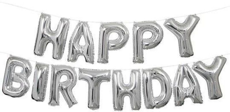 Events Framer Solid HBD01 Letter Balloon  (Silver, Pack of 1)