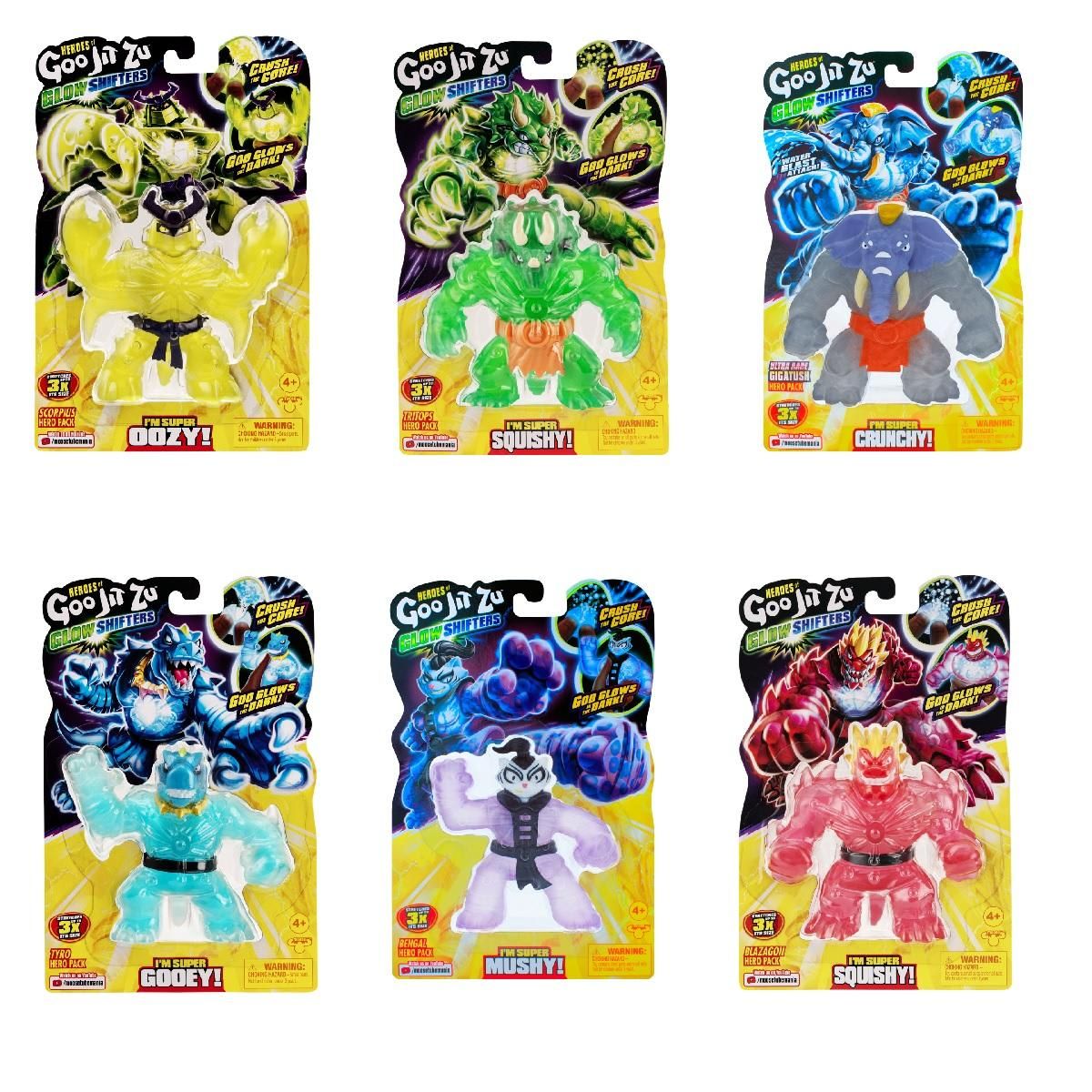 Heroes Of Goo Jit Zu Glow Shifters. Crush the core. Goo Glows in the Dark! - Assorted