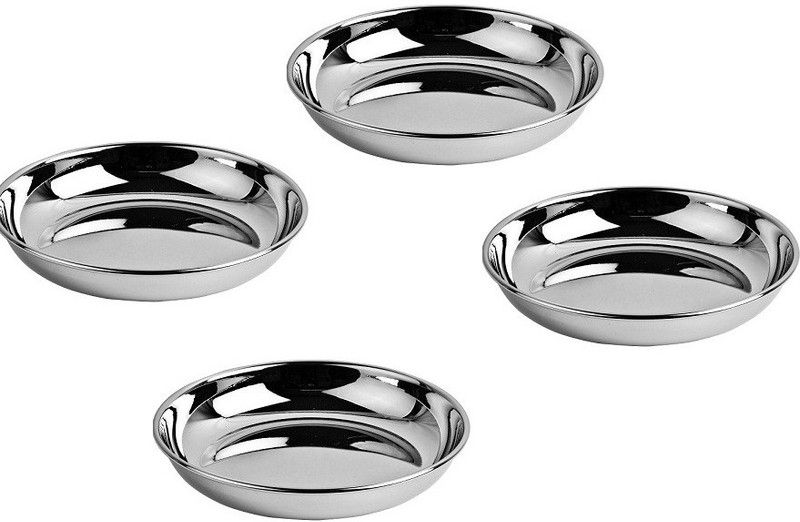 BENGANI Stainless Steel Halwate/ Dessert Plate (Diameter: 10.5CM) Pack Of 4 (R.B.) Quarter Plate  (Pack of 4)