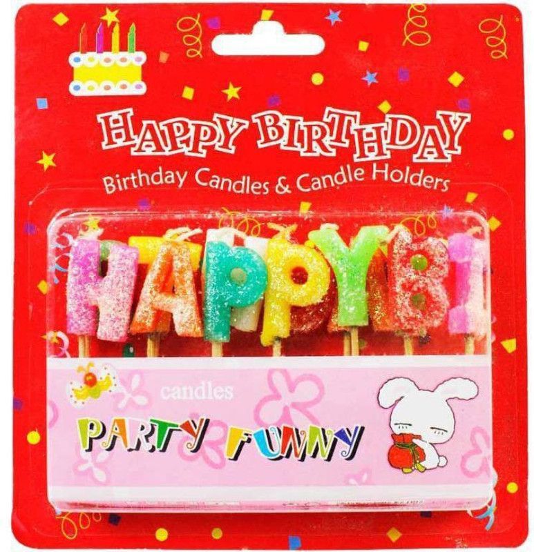 AARK BALLOONS Happy birthday letter candles Toothpick Candle  (Multicolor, Pack of 1)