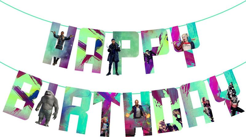 ZYOZI The Suicide Squad Happy Birthday Banner Film Theme Party Decor Picks for Movie Fans Party Decorations Supplies Banner  (5 ft, Pack of 1)