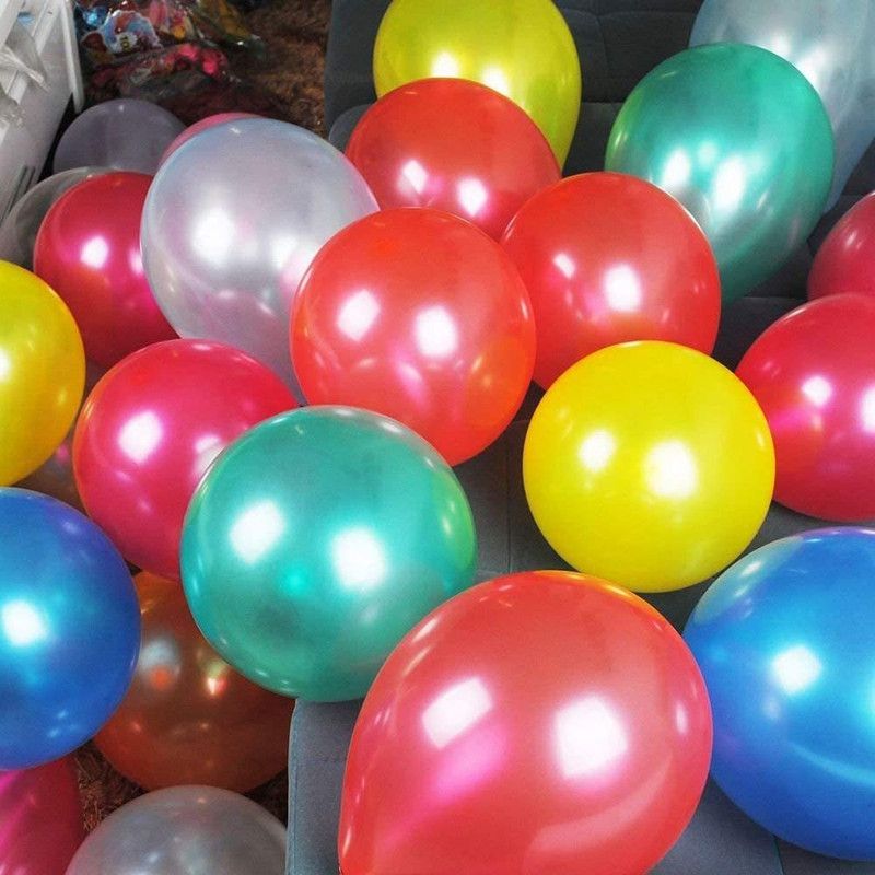 occasion eye Solid METALLIC BALLOONS WITH AIR PUMP (50PCS, MULTICOLOUR) Balloon  (Multicolor, Pack of 2)