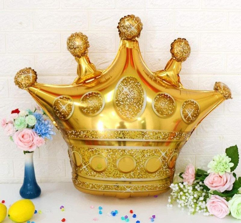 Jemini Printed Gold crown foil balloon Balloon  (Gold, Pack of 1)