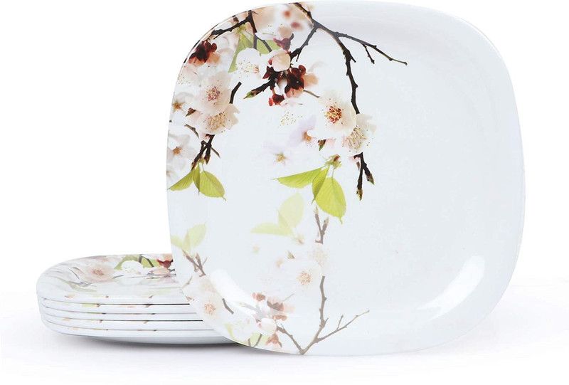 Golden Fish Melamine Square Small Size Servings Plates (Pack of 6, 7 Inches, Floral Print) (GF-QP-2-6) Quarter Plate  (Pack of 6)