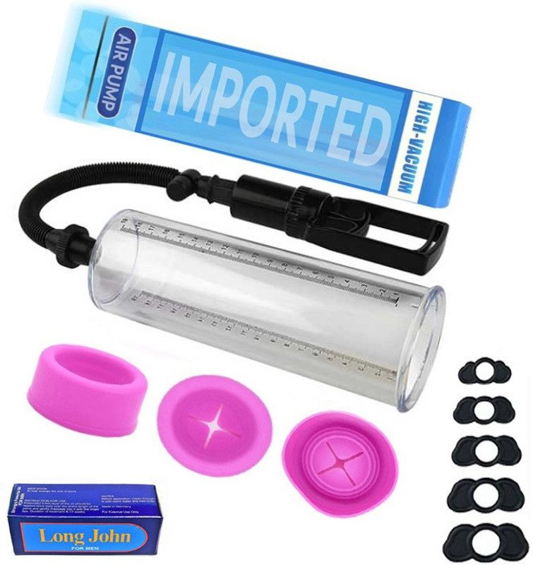 PROLONGER 9.5" ORIGINAL VACUUM THERAPY HAND OPERATED ORGAN PUMP WITH 3 SLEEVES 5ED L-J OIL Ball Pump  (Transparent / Purple)