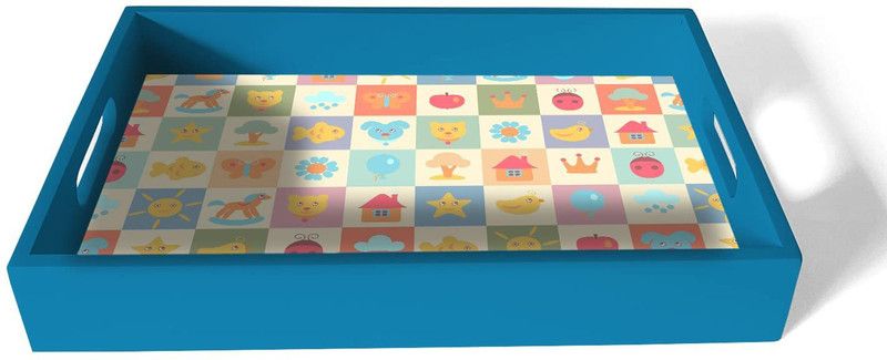 Paper Plane Design Wooden Serving Tray for Serving, Table Decoration Size(12.75 x 8)Inch84 Tray  (Microwave Safe)