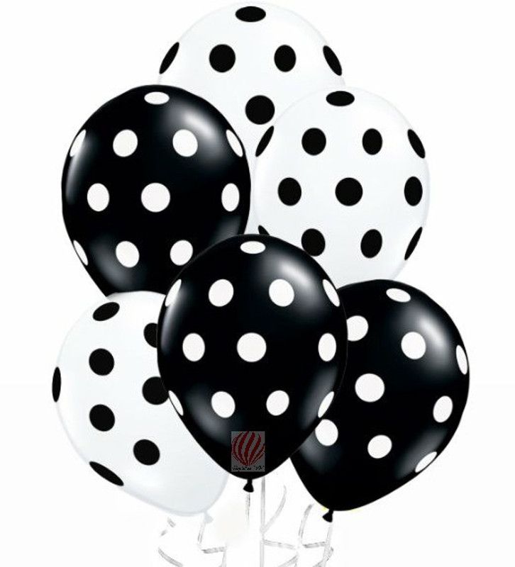 PartyballoonsHK Solid Black and White Polka Dot Balloons (Pack of 25) Balloon  (Black, White, Pack of 25)