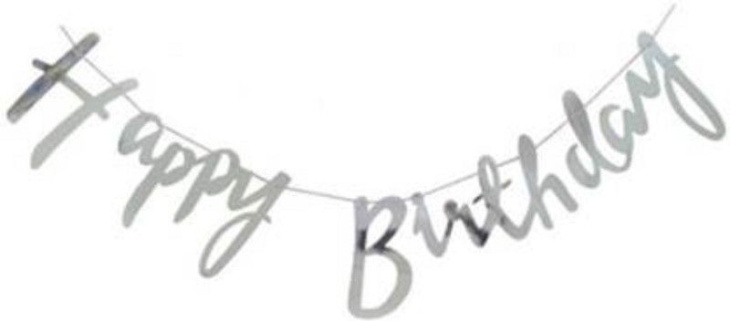 Starrenterprisess Happy Birthday Silver Banner  (2.5 ft, Pack of 1)