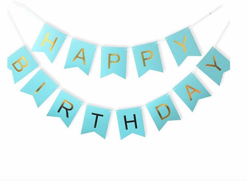tanaya enterprises Happy Birthday Letters Banners (Blue and Gold) Banner  (0.541 ft, Pack of 1)