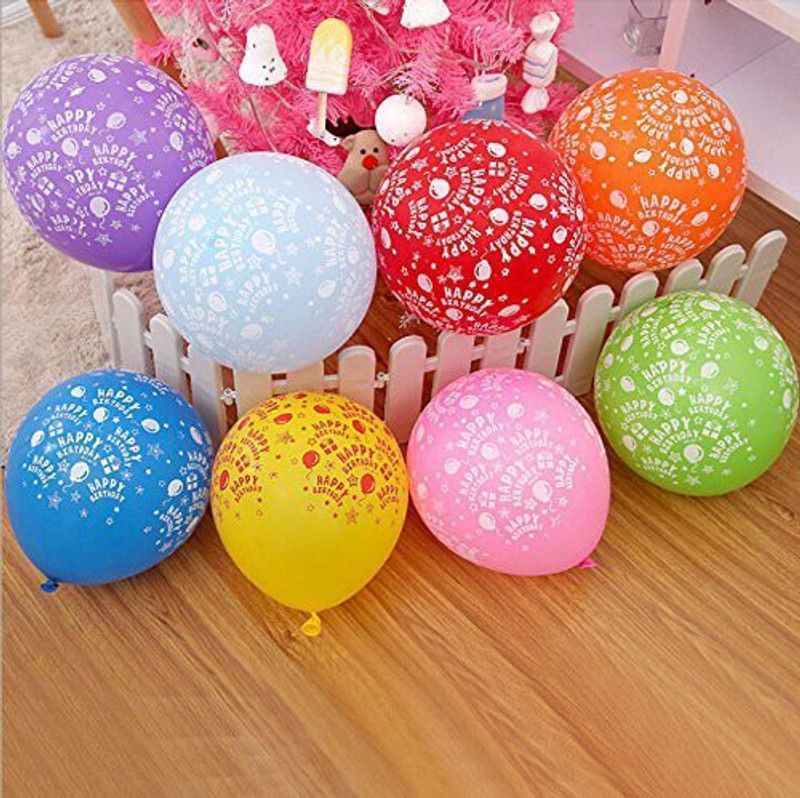 FAB NATION Solid Hppybrday_Printed Balloons(100) Balloon  (Multicolor, Pack of 100)