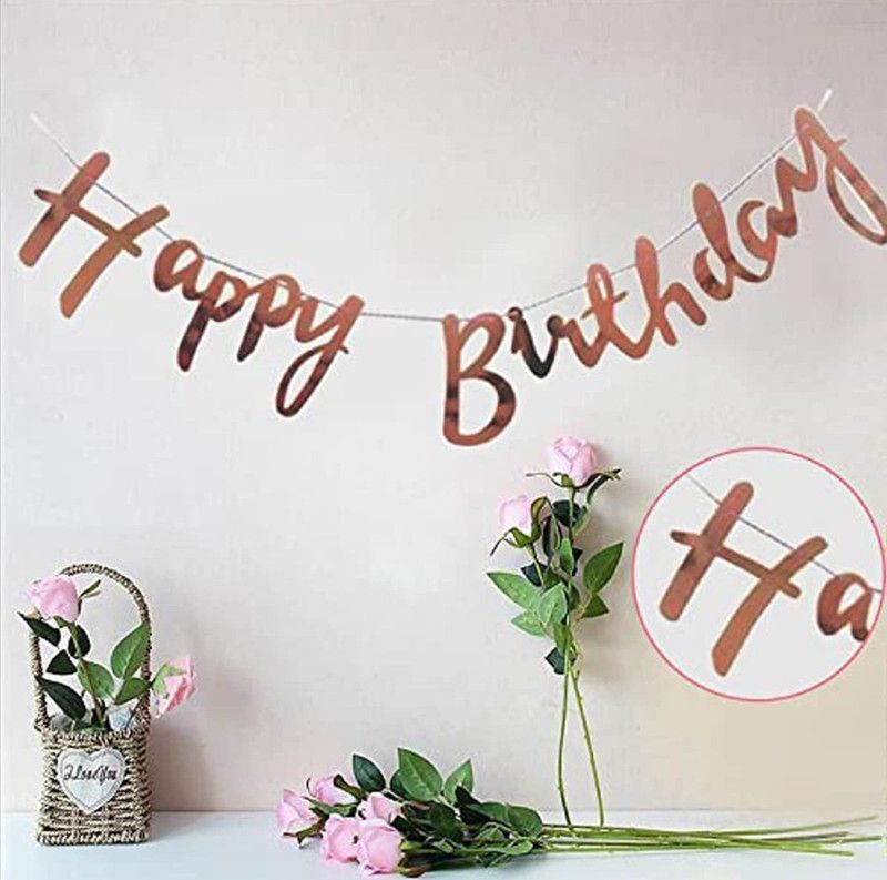 Kapoor Happy birthday bunting rosegold Banner  (5 ft, Pack of 1)