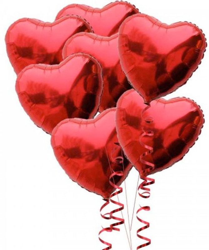 PartyballoonsHK Solid Red Heart shaped Foil Balloon  (Red, Pack of 5)