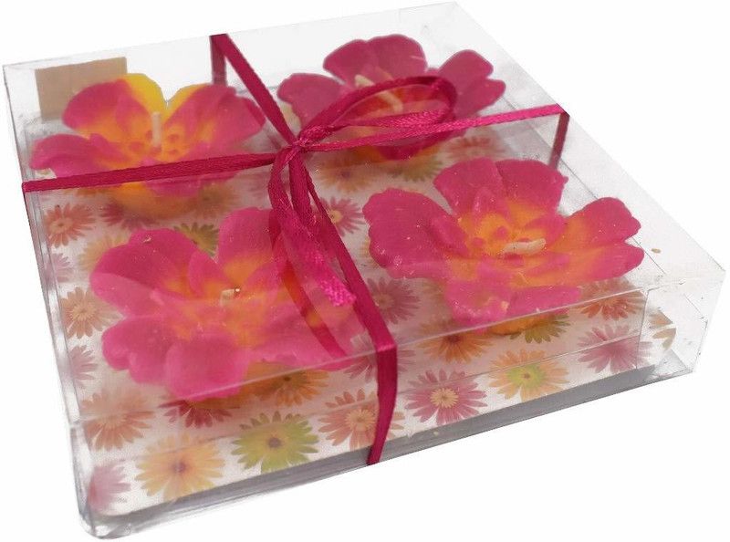 Twixxle XVI®-515-LM-4 Flower Shape Floating Candles for Diwali Christmas Home Decor Candle  (Multicolor, Pack of 4)